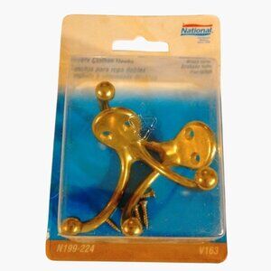 National Double Clothes Hooks Brass Finish N199 224 Die Cast